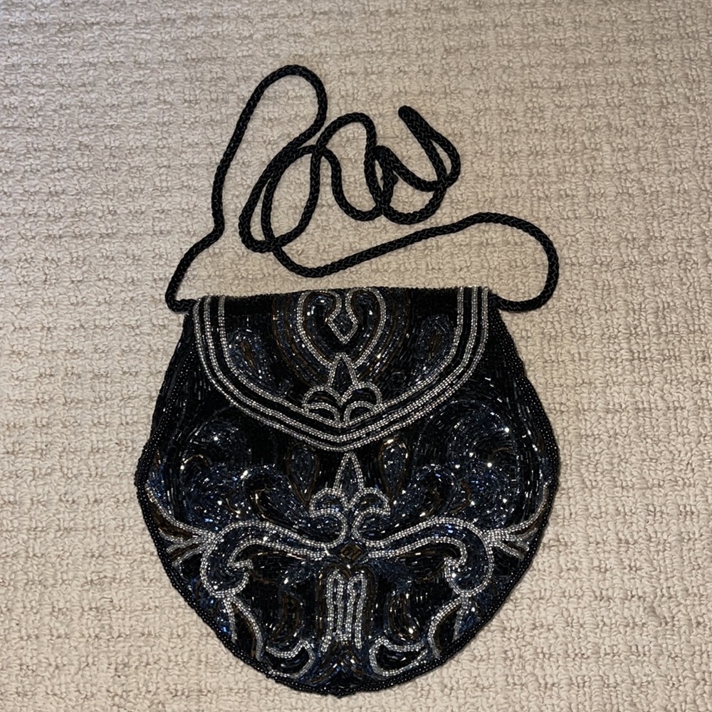 Vintage Neiman Marcus Beaded Purse with Long Strap